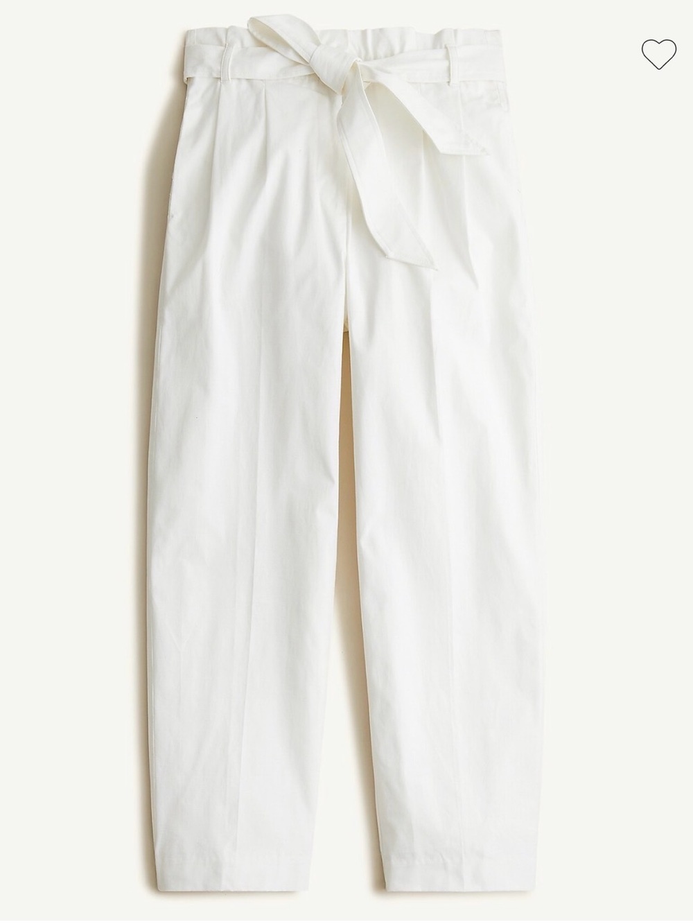 NWT J. Crew High-Rise White Paperbag Tie-Waist Pants
